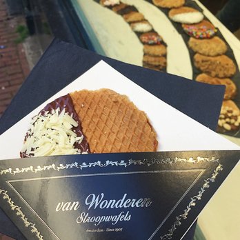 Van Wonderen Stroopwafels - White Chocolate Stroopwafel ⋅ Centrum - Amsterdam, Netherlands - Desserts Near Me - Amsterdam, New Hampshire