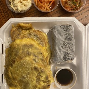 Island Style 2 - Meat Jun Plate plus spam musubi action - Hawaiian Near Me - Las Vegas, Nevada