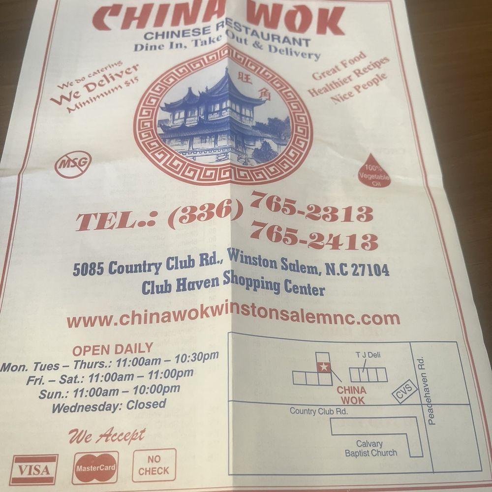 China Wok - Menu Front - Chinese Near Me - Winston Salem, North Carolina China Wok - Menu Front - Chinese Near Me - Winston Salem, North Carolina
