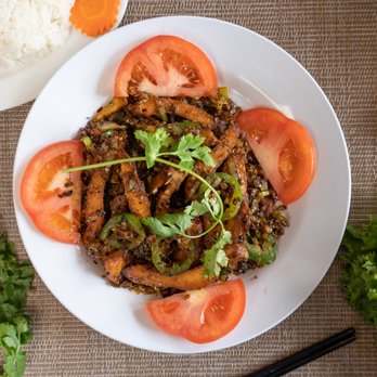 Happy Buddha Kitchen - Lemongrass Chicken / Gà Xào Sả Ớt - Vegetarian Near Me - Temple City, California Happy Buddha Kitchen - Lemongrass Chicken / Gà Xào Sả Ớt - Vegetarian Near Me - Temple City, California