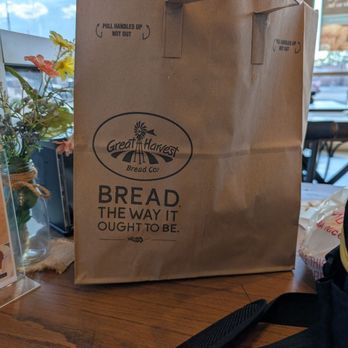 Great Harvest Bread - Sister's bag of snacks and sourdough. - Bakeries Near Me - Huntsville, Alabama Great Harvest Bread - Sister's bag of snacks and sourdough. - Bakeries Near Me - Huntsville, Alabama