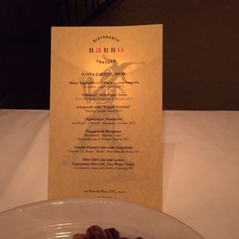 Babbo - Pasta tasting menu. Chickpea amuse bouche creeping into bottom of frame - Italian Near Me - New York, New York
