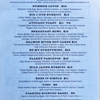 Cafe 6 three 4 - Breakfast menu Dec 2022 - Cafes Near Me - McCall, Idaho