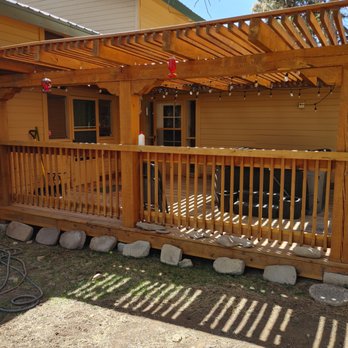 Ridge Walker Roofing - Pergola with bar top handrail - Roofing Near Me - Ruidoso, New Mexico Ridge Walker Roofing - Pergola with bar top handrail - Roofing Near Me - Ruidoso, New Mexico