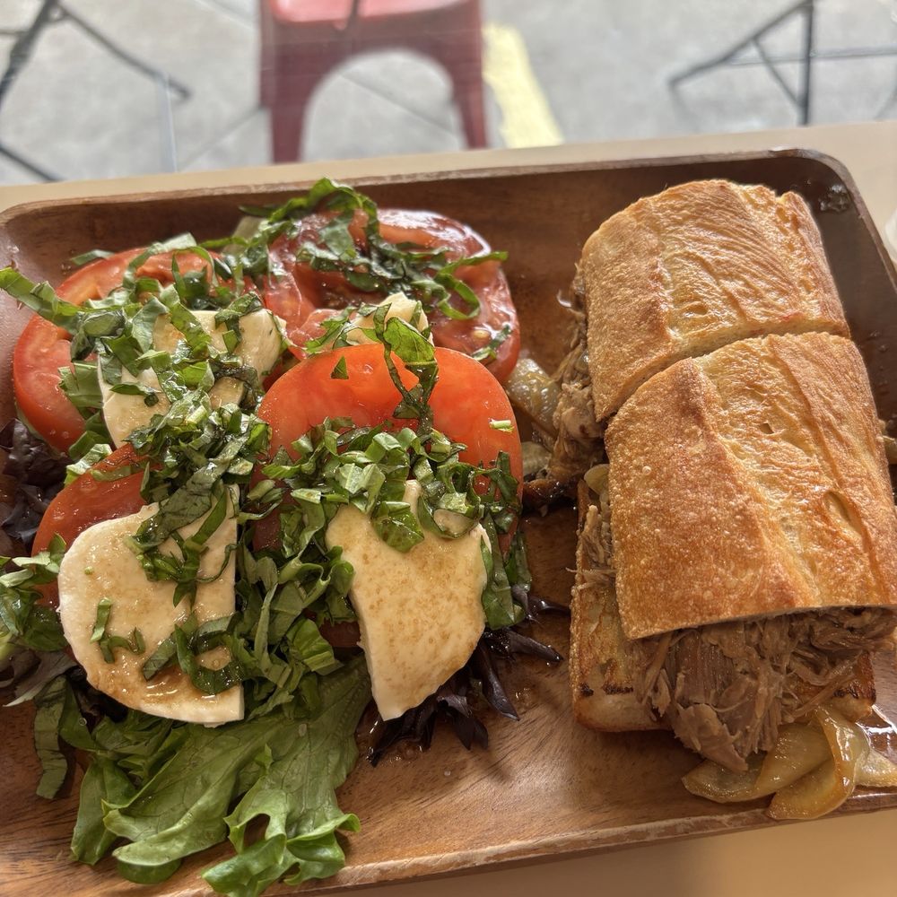 Caprese salad & pork adodo (half salad, half sandwich) Caprese salad & pork adodo (half salad, half sandwich)