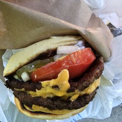 Jimbo's - Double cheese burger fully loaded.