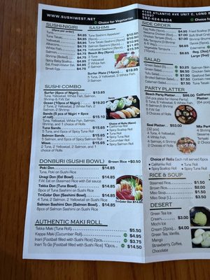 Menu photo 3 Sushi West Long Beach, CA