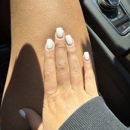 Nails are not straight, cuticles aren't clean, hands are dry, legitimately the worst thing I've ever spent my money on