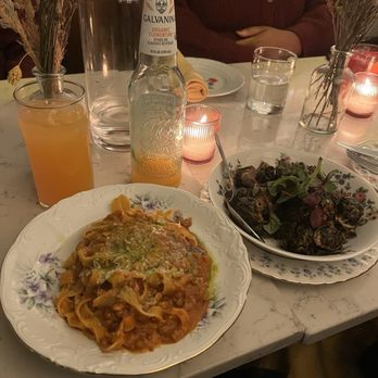 Sullaluna - Tagliatelle alla Bolognese, Brussels, and the Italian clementine soda - Italian Near Me - New York, New York Sullaluna - Tagliatelle alla Bolognese, Brussels, and the Italian clementine soda - Italian Near Me - New York, New York