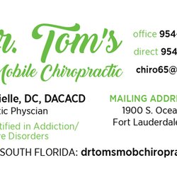 Tom's Mobile Chiropractic - My card.