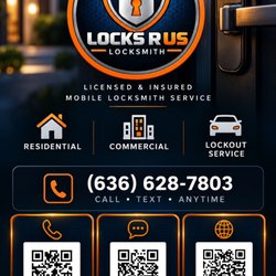 Locks R Us Locksmith - Save this card on your phone! Locks R Us Locksmith offers residential, commercial, and lockout services in St. Louis.