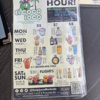 El Coco Loco Modesto - Happy hour Menu - Seafood Near Me - Modesto, California