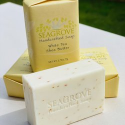 Seagrove Candles and Soapworks - Seagrove SoapWorks White Tea Shea Butter Soap with bits of Oatmeal for soothing properties.