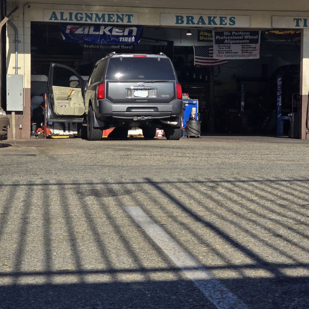 County Brake & Alignment Plus Mufflers - Getting ready to get realign after replacement all control arms and new wheels and tires. - Tires Near Me - Montclair, California County Brake & Alignment Plus Mufflers - Getting ready to get realign after replacement all control arms and new wheels and tires. - Tires Near Me - Montclair, California