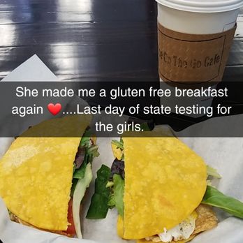 Joe On the Go Cafe - Breakfast Sandwich made gluten free by adding a corn tortilla instead of bread. - Coffee & Tea Near Me - Merced, California Joe On the Go Cafe - Breakfast Sandwich made gluten free by adding a corn tortilla instead of bread. - Coffee & Tea Near Me - Merced, California