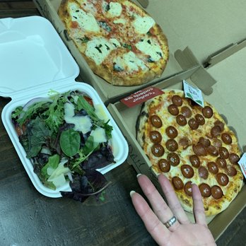 matchbox - $68 for these tiny pizzas and pathetic salad. One hour late. Grub Hub is a grubbed and Yelp is a terrorist organization. - New American Near Me - Reston, Virginia