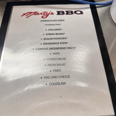 Menu photo 2 Marty's BBQ Wilson, NC Menu photo 2 Marty's BBQ Wilson, NC