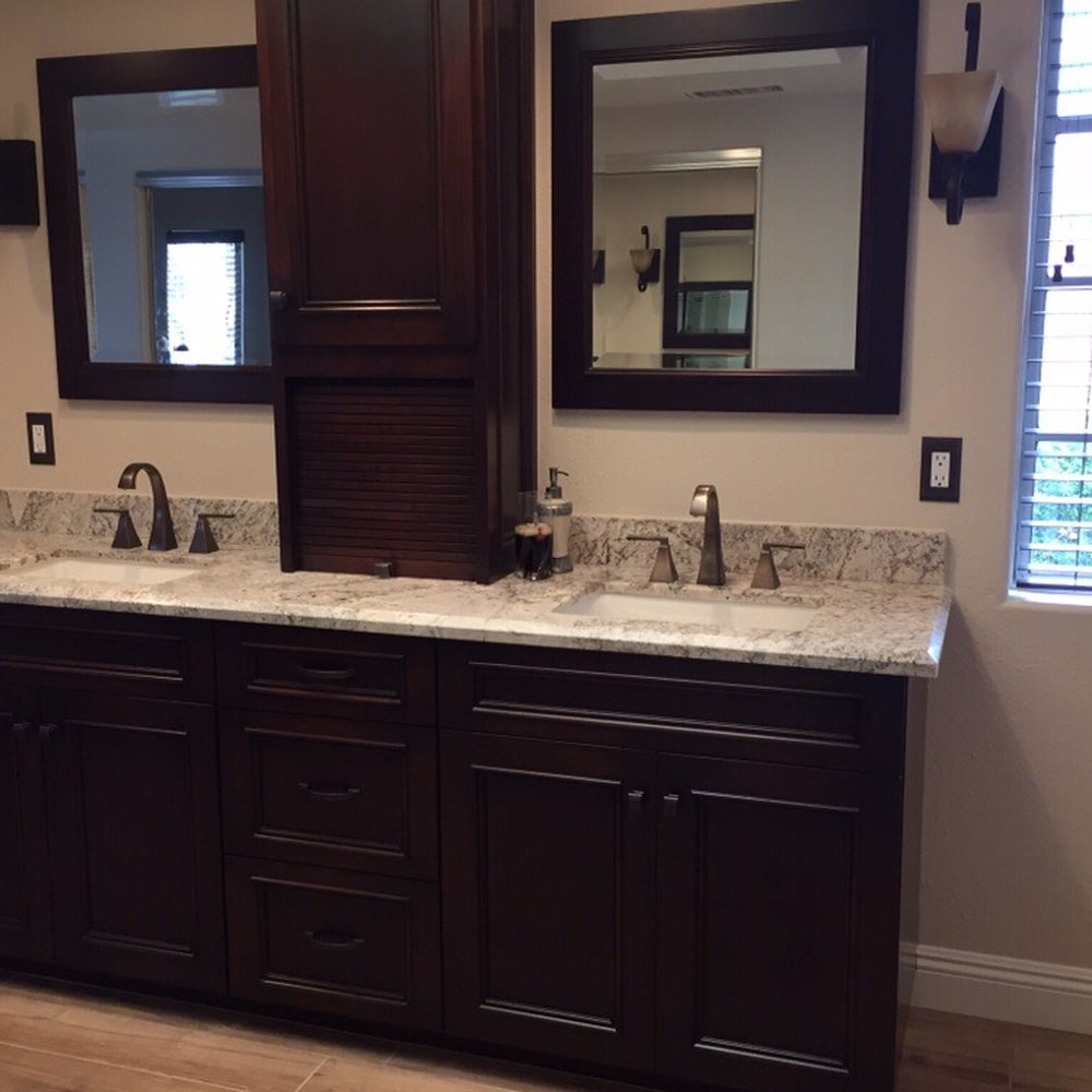 Cutler Construction Services - Custom vanity with soft close doors and drawers and tower with power outlet - General Contractors Near Me - Orange, California Cutler Construction Services - Custom vanity with soft close doors and drawers and tower with power outlet - General Contractors Near Me - Orange, California