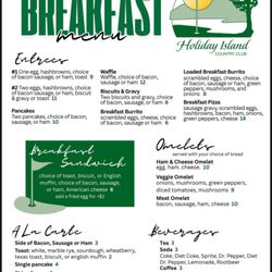 The Holiday Island Grill - Menus