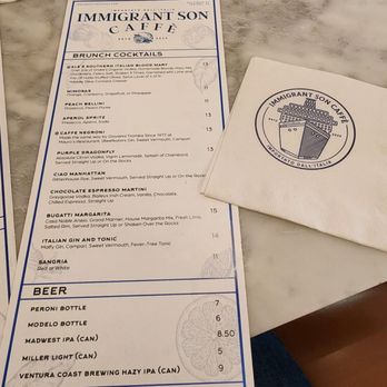 Immigrant Son Caffe - Drink menu - New American Near Me - Ventura, California