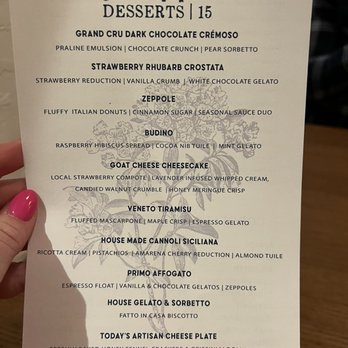 Primo - Dessert Menu - Italian Near Me - Orlando, Florida