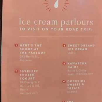 The Parlour - a menu for ice cream parlours - Ice Cream & Frozen Yogurt Near Me - Thornton, Ontario The Parlour - a menu for ice cream parlours - Ice Cream & Frozen Yogurt Near Me - Thornton, Ontario