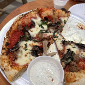 The Dough Station - The Station Margherita with sausage and pepperoni added. - Pizza Near Me - Castroville, Texas The Dough Station - The Station Margherita with sausage and pepperoni added. - Pizza Near Me - Castroville, Texas