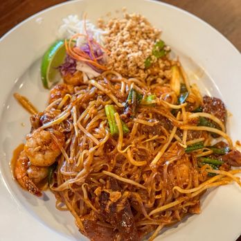 Real Thai Cuisine - Pad Thai - their noodles have great chew and they absorb all the seasoning well just like the noodles in Thailand! - Thai Near Me - Arlington, Texas Real Thai Cuisine - Pad Thai - their noodles have great chew and they absorb all the seasoning well just like the noodles in Thailand! - Thai Near Me - Arlington, Texas