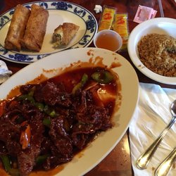 Happy Panda - Spicy Beef, fried rice, egg rolls