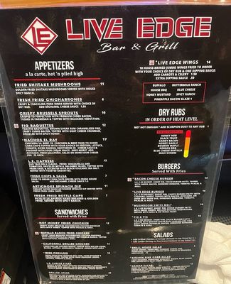 Menu photo 2 Live Edge Bar And Grill Mountain Home, AR