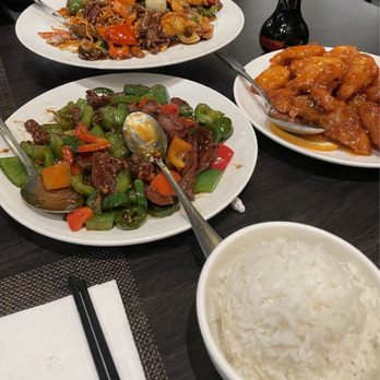 Chef K - Tangerine chicken (breast meat), pepper beef and Hong Kong Pan Fried Crispy Noodles - Chinese Near Me - Temecula, California