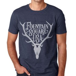 Fountain Square USA - Fountain Square USA Grey Stag on extra soft Dark Heather Grey Blend Tee!