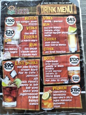Menu photo 2 Bar Loco Playa del Carmen, ROO