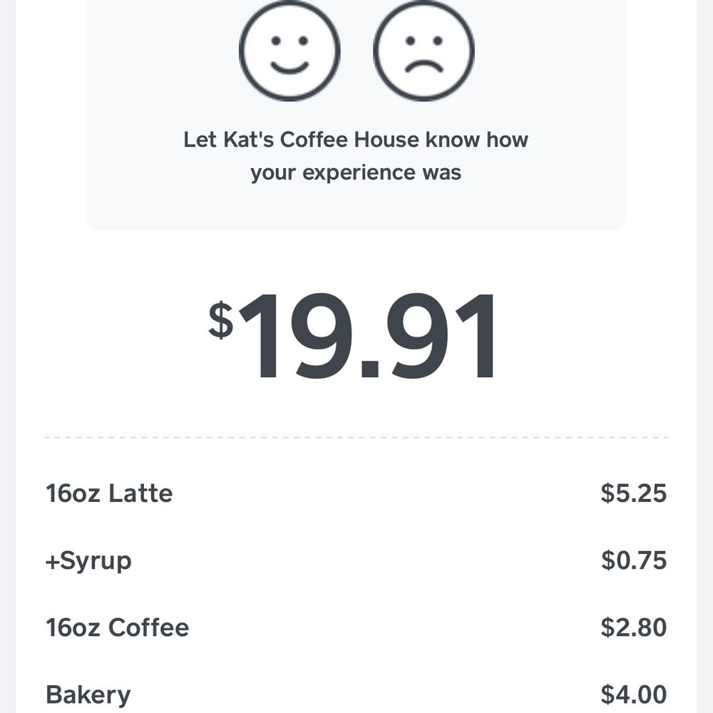 Kat's Coffee House - receipt - Coffee & Tea Near Me - Waterford, Wisconsin