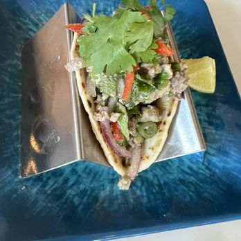 Plate Tapas Grill & Lounge - Pork laab taco. I wasn't expecting it to be cold, but it was still delicious regardless. - Tapas/Small Plates Near Me - Tampa, Florida