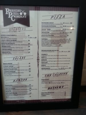 Menu photo 6 Presidio Pizza San Francisco, CA