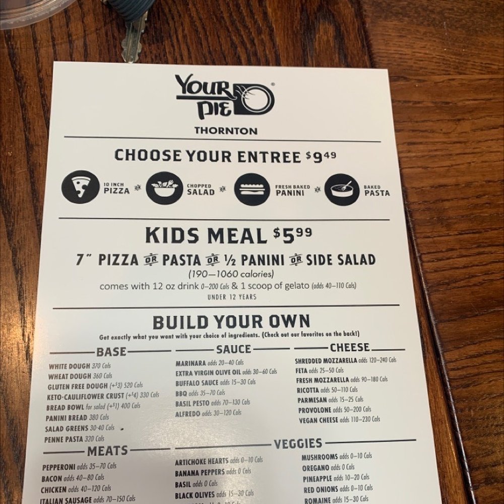 Your Pie Pizza - Menu - Pizza Near Me - Thornton, Colorado Your Pie Pizza - Menu - Pizza Near Me - Thornton, Colorado