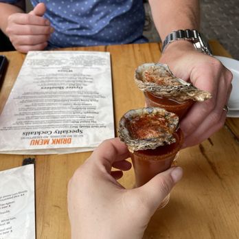 The Half Shell - The Bloody Mary oyster shooter - Seafood Near Me - Saint Simons Island, Georgia