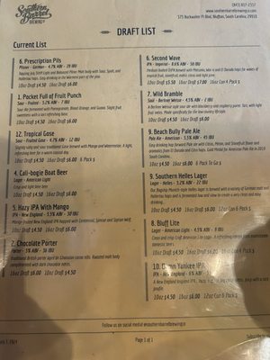 Menu photo 4 Southern Barrel Brewing Bluffton, SC