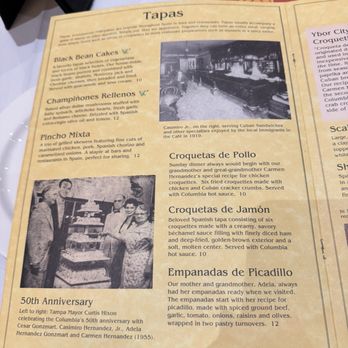 Columbia Restaurant - Manual appetizers page - Spanish Near Me - Tampa, Florida Columbia Restaurant - Manual appetizers page - Spanish Near Me - Tampa, Florida