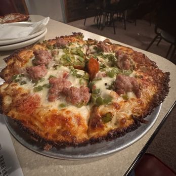 Luigi's Restaurant - # 10. Tomato, Cheese, Mushrooms and Sausage with the addition of onions - Pizza Near Me - Akron, Ohio Luigi's Restaurant - # 10. Tomato, Cheese, Mushrooms and Sausage with the addition of onions - Pizza Near Me - Akron, Ohio