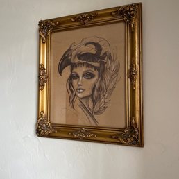 Glass and archival paper from this frame store perfectly fitted to older frame. Original drawing by Kendell Cotta. Glass and archival paper from this frame store perfectly fitted to older frame. Original drawing by Kendell Cotta.