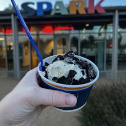 Vanilla custard with an Oreo