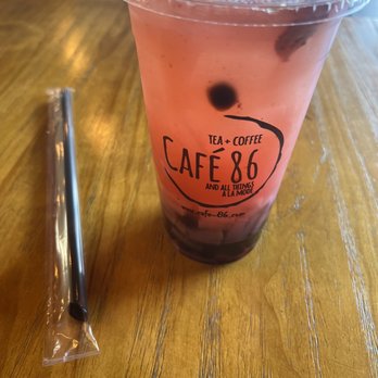 Cafe 86 - hibiscus calamansi with lychee and boba toppings. - Desserts Near Me - Union City, California