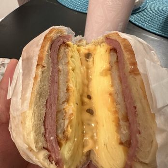 Bethesda Bagels - Pork roll egg and cheese with a hashbrown on a croissant - Bagels Near Me - Rockville, Maryland Bethesda Bagels - Pork roll egg and cheese with a hashbrown on a croissant - Bagels Near Me - Rockville, Maryland