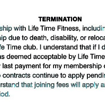 Life Time - I enrolled online. This termination agreement is not available online. - Gyms Near Me - Humble, Texas Life Time - I enrolled online. This termination agreement is not available online. - Gyms Near Me - Humble, Texas