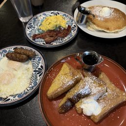French toast with eggs and sausage