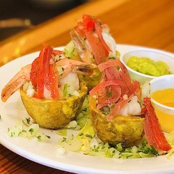 El Siboney Stock Island - Garlic Shrimp Tostones Rellenos.