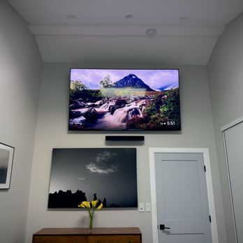 Install Pros - 85" with Sonos Beam cables concealed in wall. - TV Mounting Near Me
