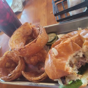 50 Burger - Cottonwood burger w/onion rings! - Burgers Near Me - Salida, Colorado 50 Burger - Cottonwood burger w/onion rings! - Burgers Near Me - Salida, Colorado